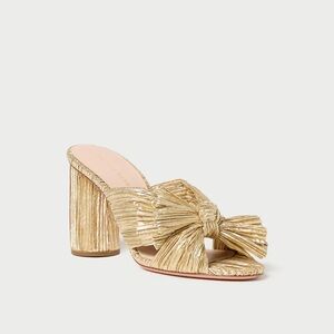 LOEFFLER RANDALL Penny Gold Pleated Bow Heel